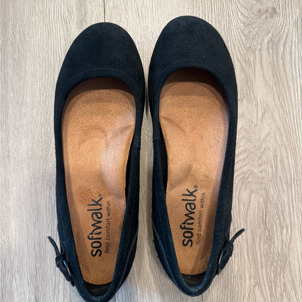 SoftWalk Women's Black Suede Flats